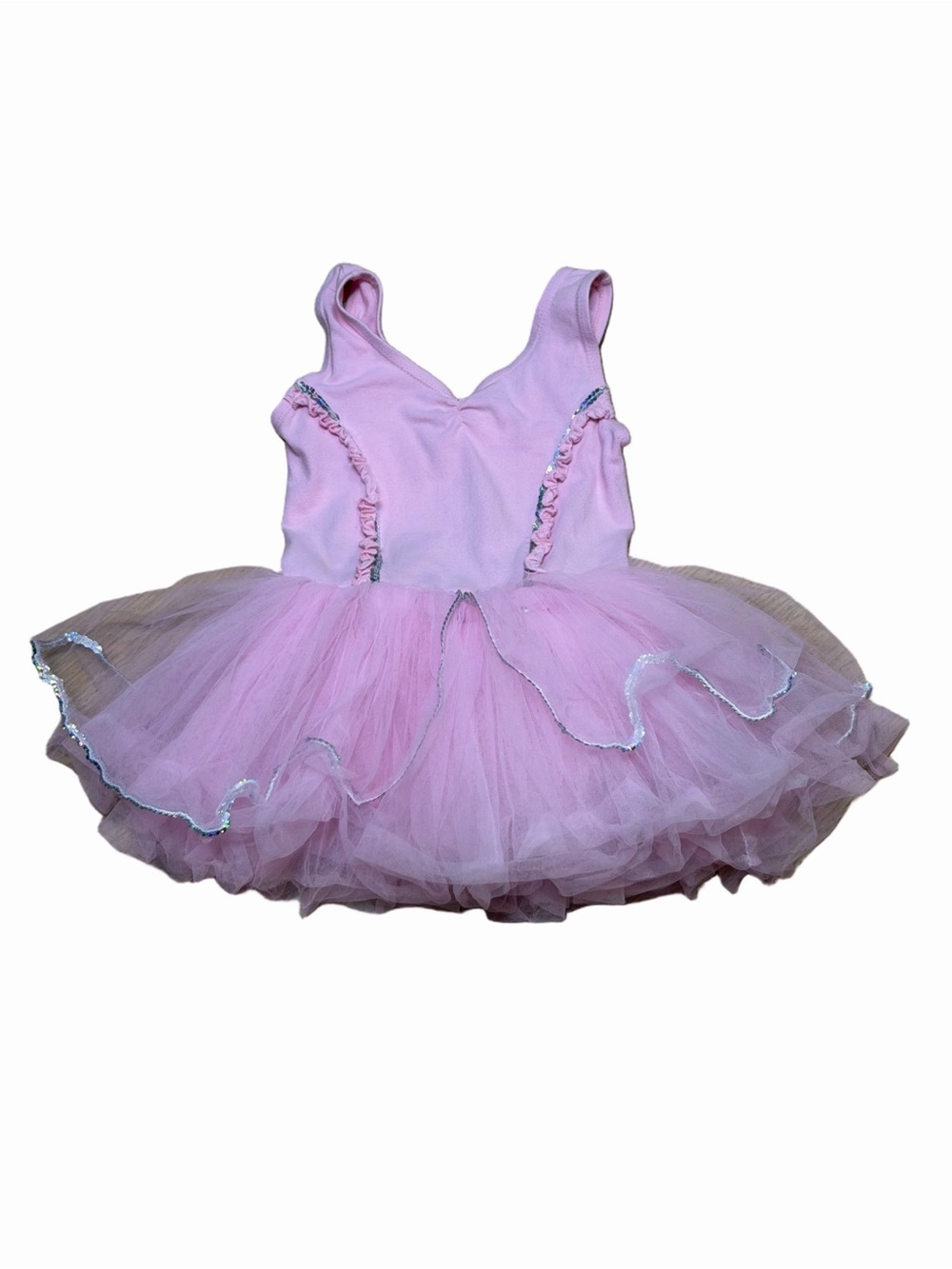Popatu Girls Size L Pink Ballet Tutu Dress Sequin Ruffle Dance Ballerina Costume